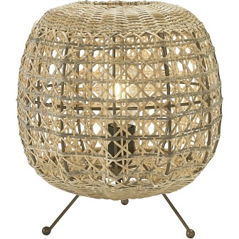 Rattanowa lampa stołowa kula Wickham 30cm